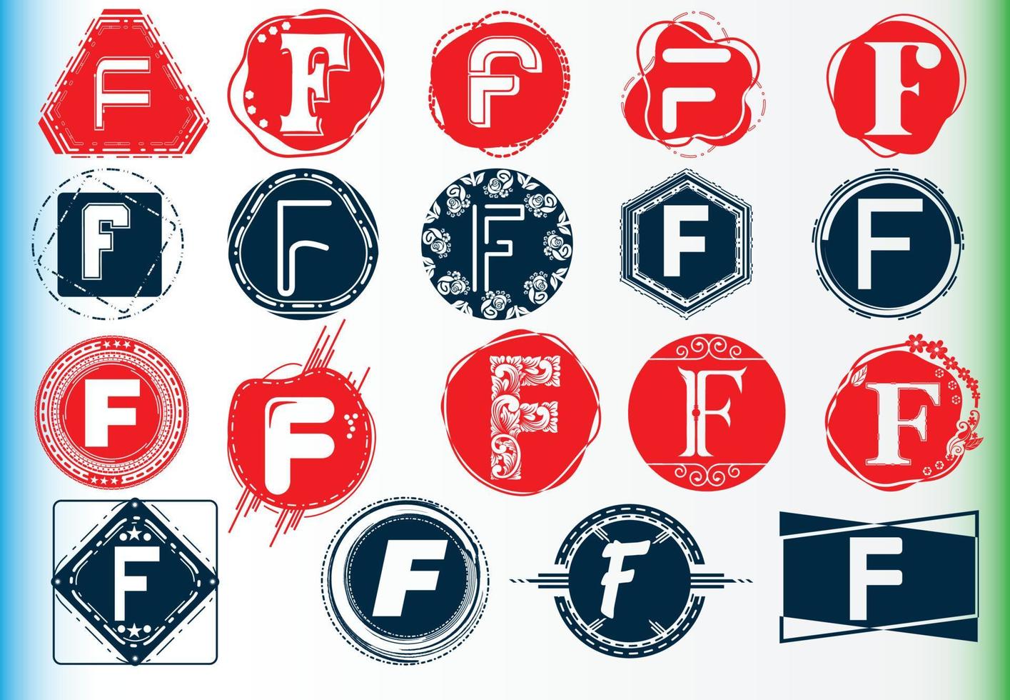 ensemble de modèles de conception de logo et d'icône de lettre f créative vecteur