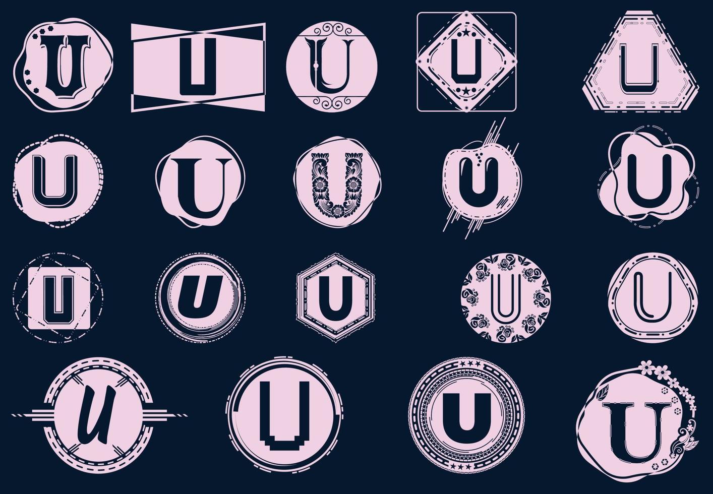 ensemble de modèles de conception de logo et d'icône de lettre créative u vecteur