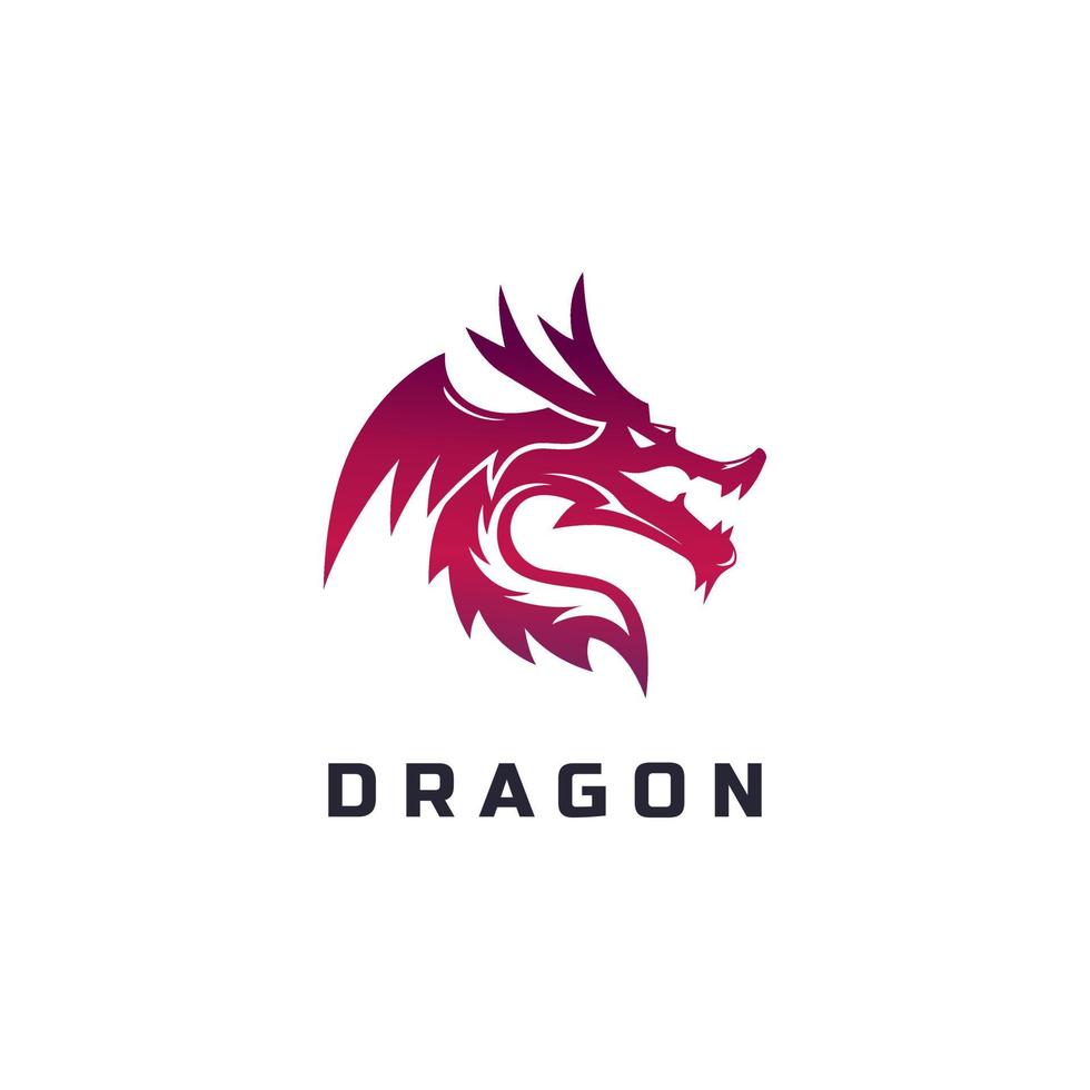 illustration de logo de dragon, vecteur de dégradé simple