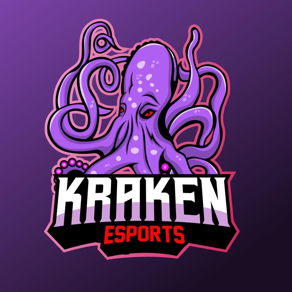 création de logo esport sport mascotte kraken octopus. facile à modifier et à personnaliser vecteur