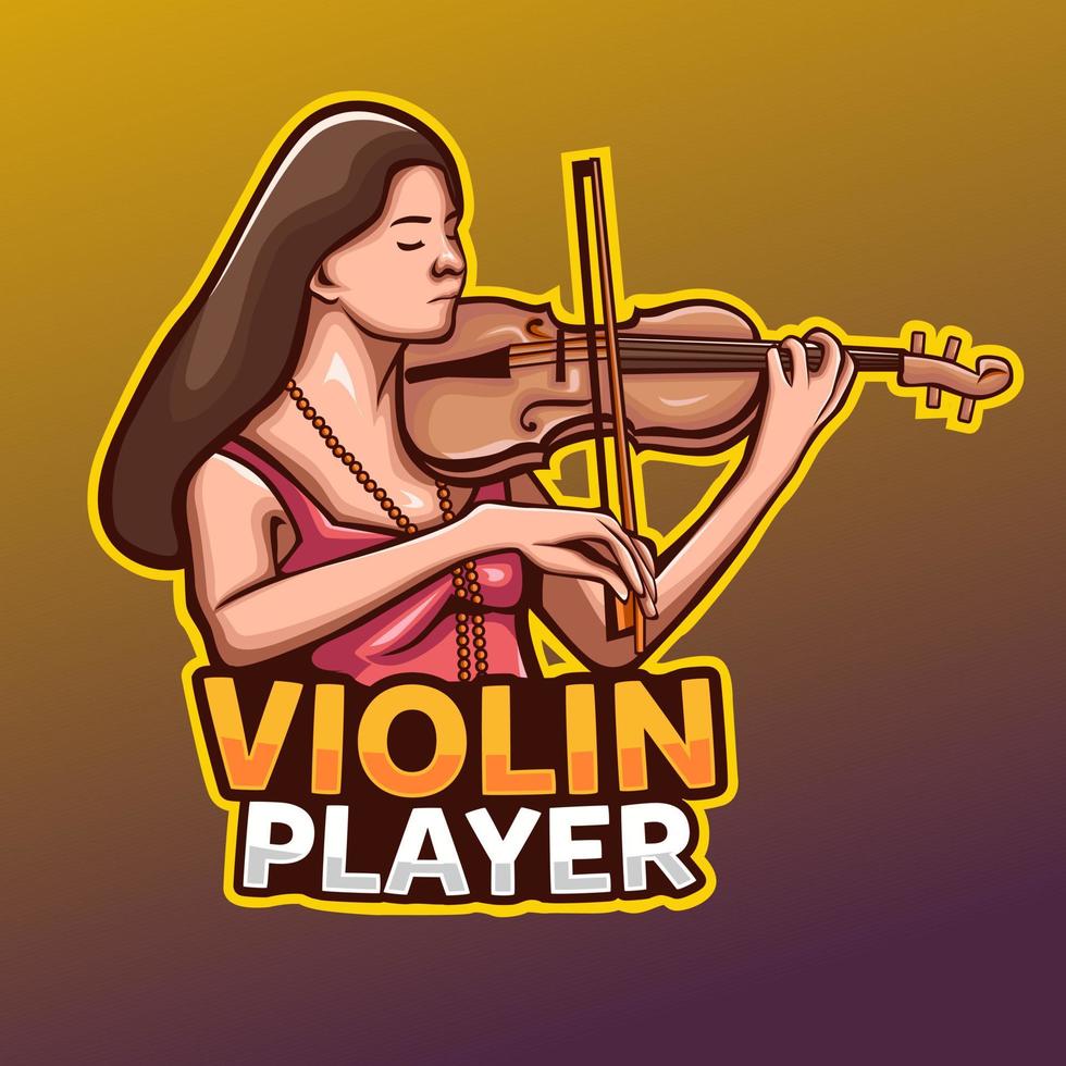 modèle de logo de mascotte de joueur de violon. facile à modifier et à personnaliser vecteur