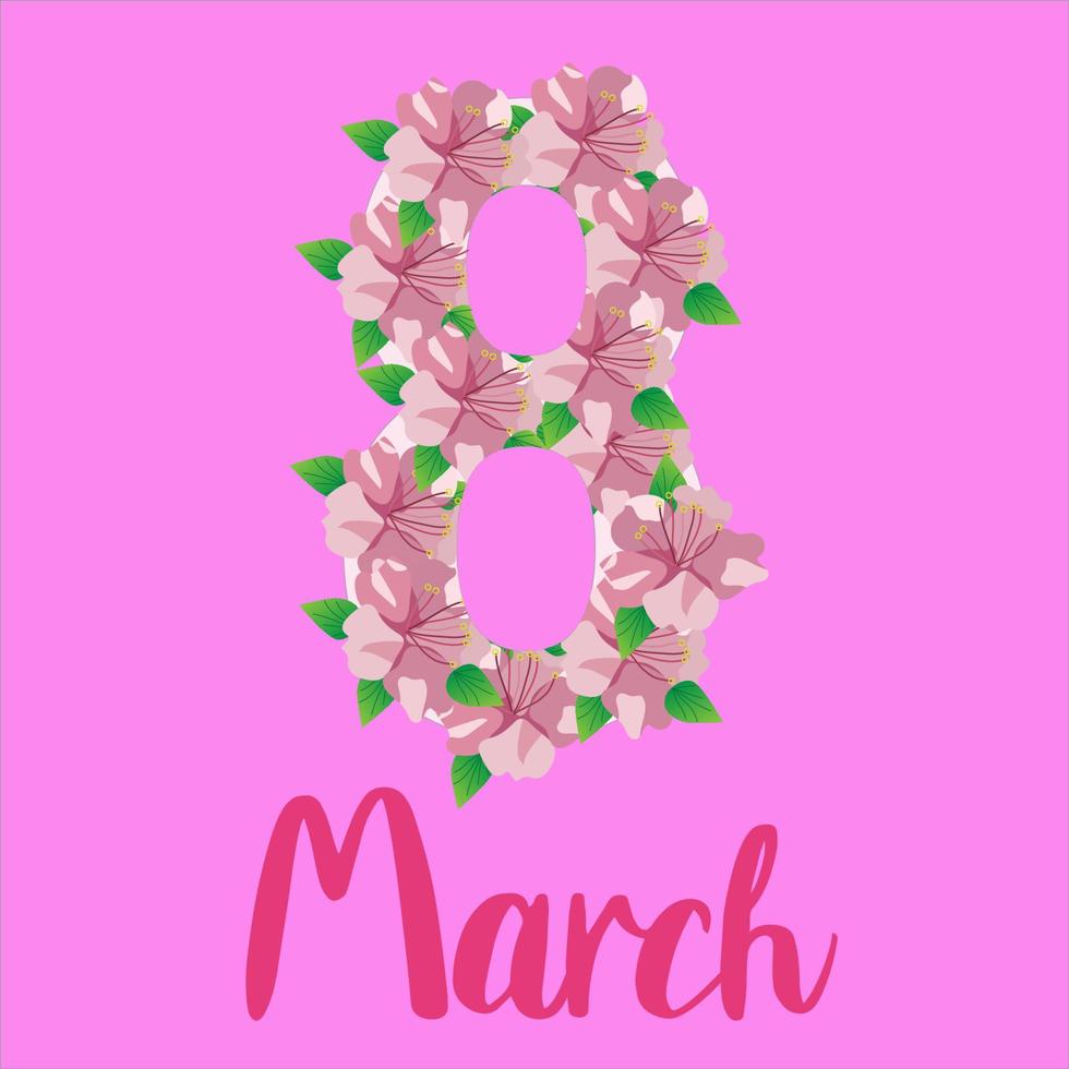 8 mars fond de fleur rose pour la journée de la femme vecteur