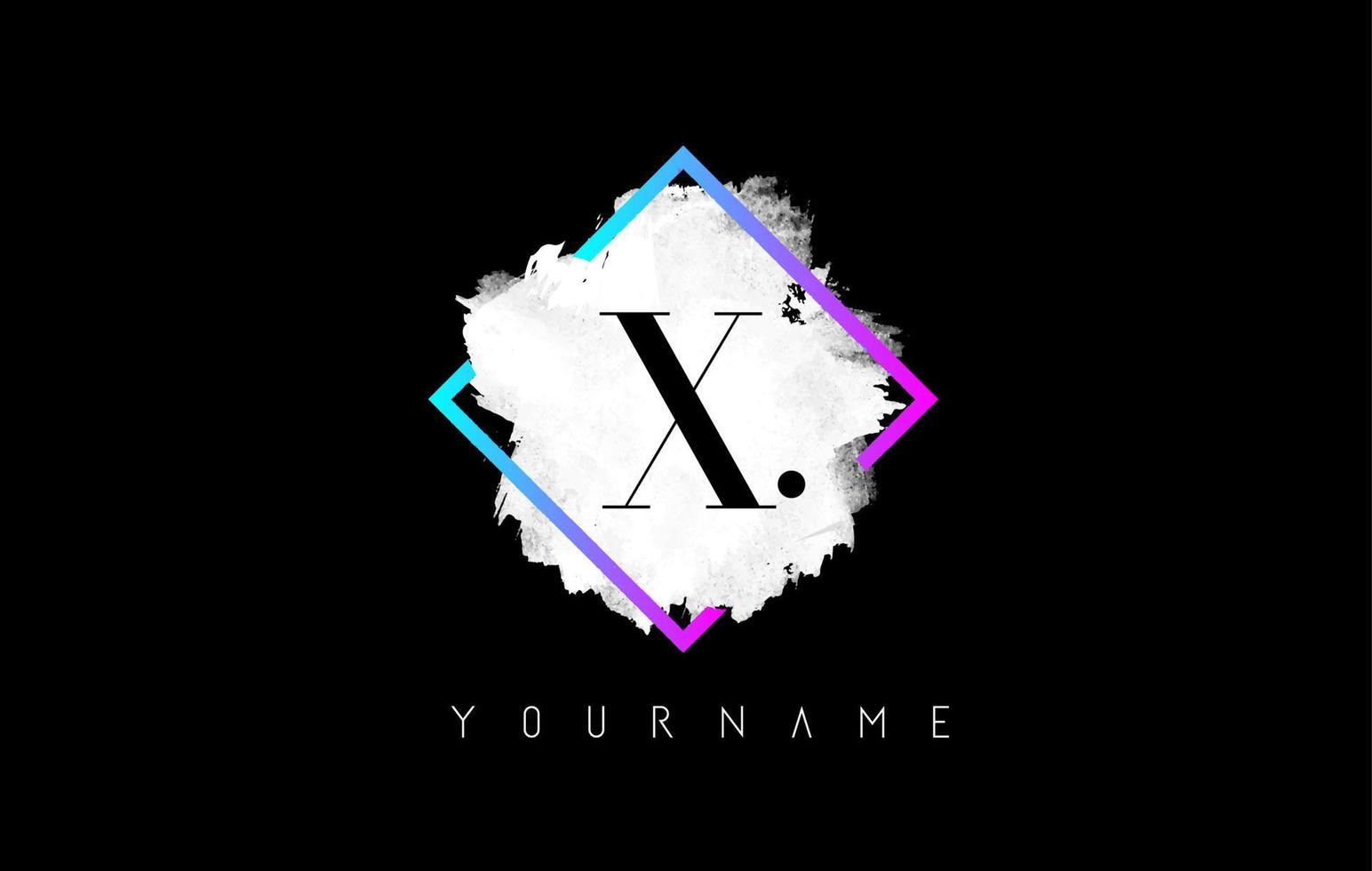 création de logo violet x lettre avec trait blanc et cadre dégradé. vecteur