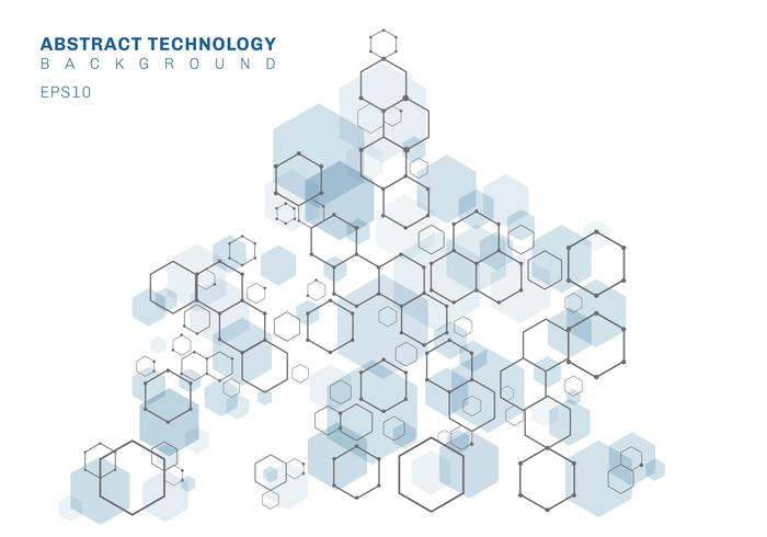 Structure moléculaire hexagonale bleue abstraite du système de neurones. Contexte de la technologie numérique. Modèle géométrique futur. vecteur