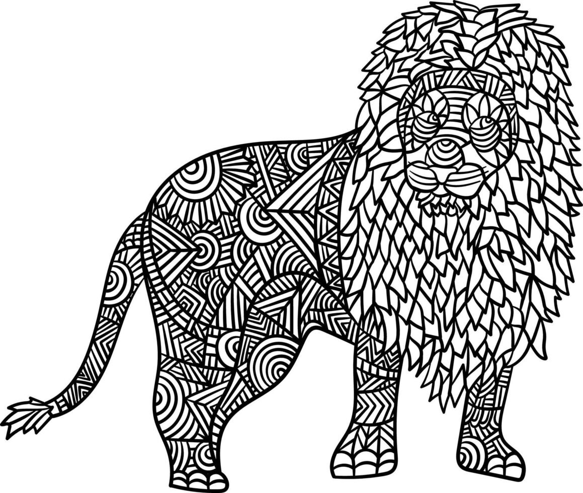 coloriages de mandala de lion pour adultes vecteur