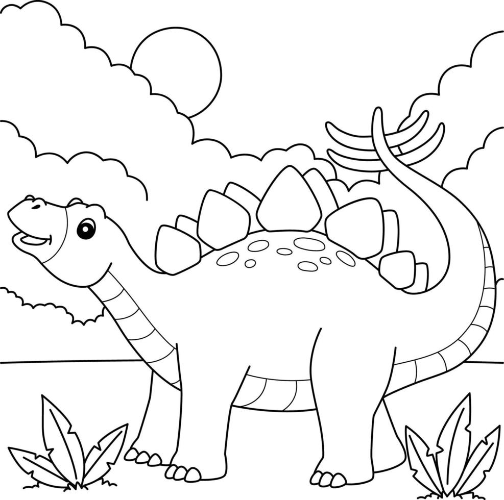 coloriage de stégosaure pour les enfants vecteur