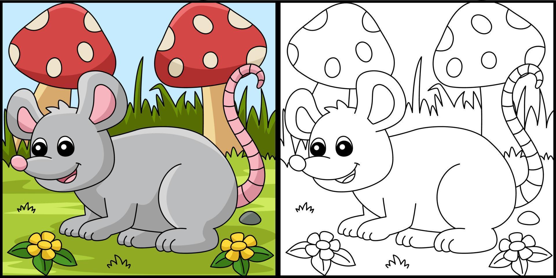 souris coloriage illustration colorée vecteur