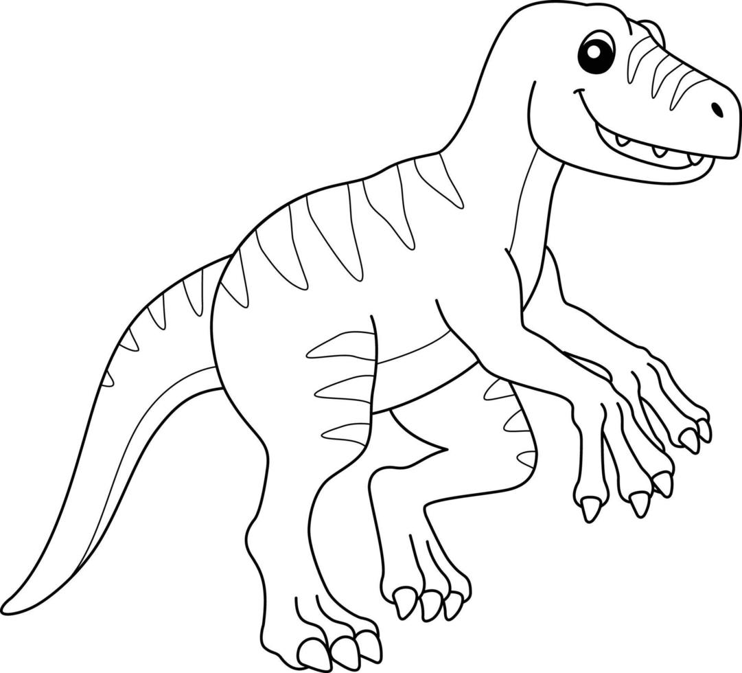 page isolée de coloriage de vélociraptor pour les enfants vecteur