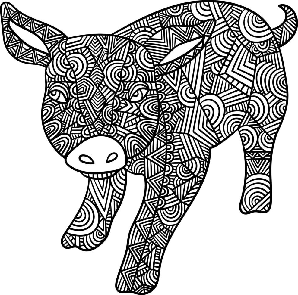 coloriages de mandala de cochon pour adultes vecteur