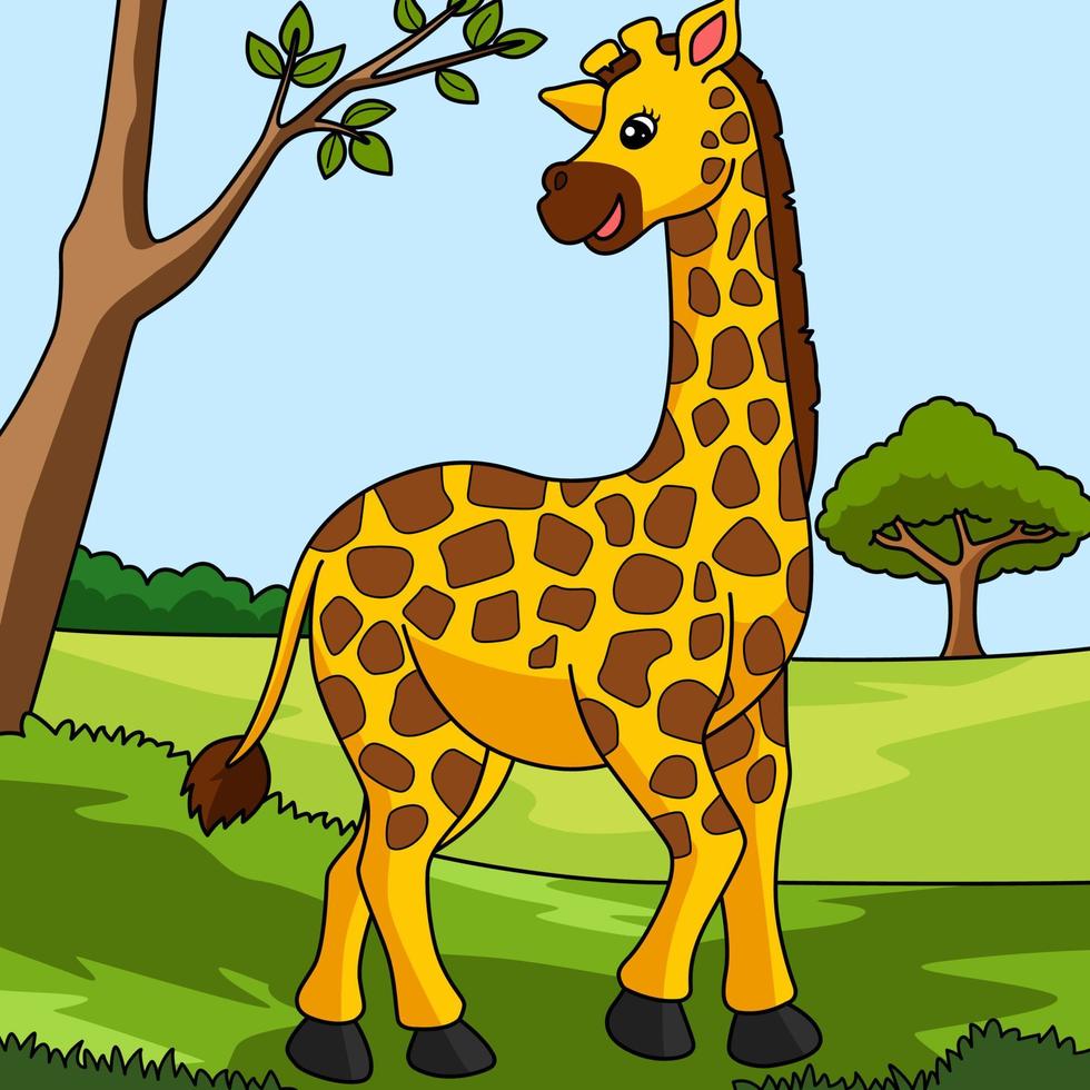 illustration d'animal coloré de dessin animé de girafe vecteur