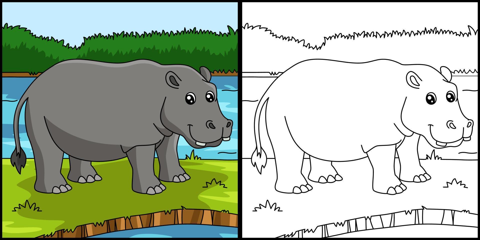 hippopotame coloriage illustration colorée vecteur