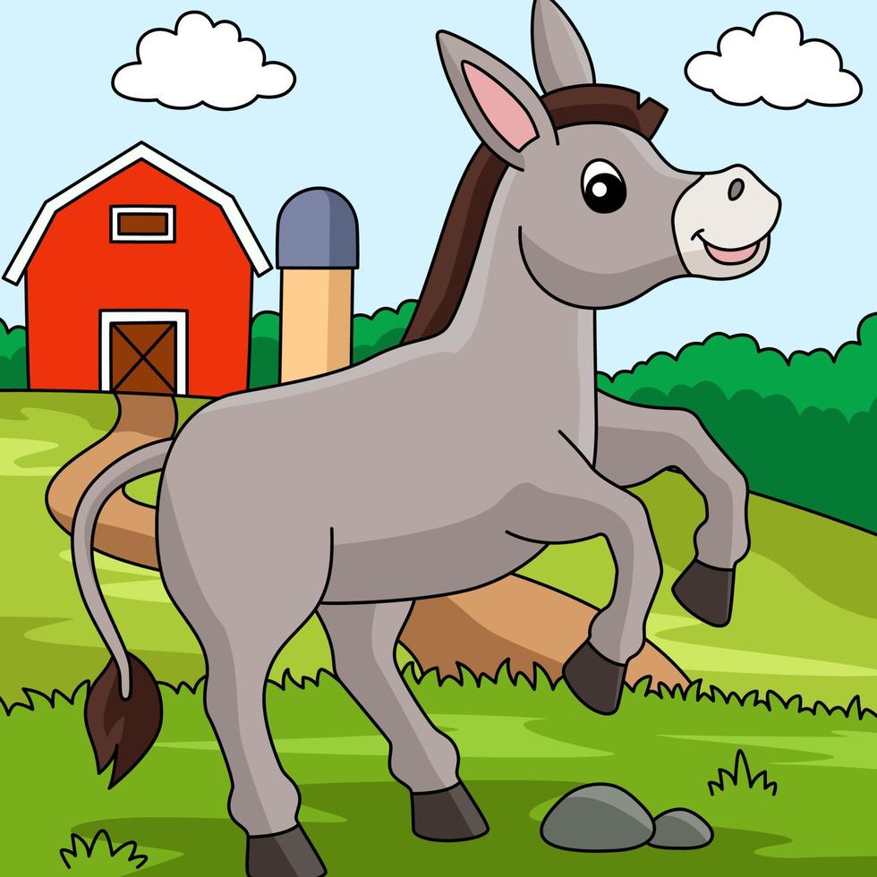 illustration d'animal coloré de dessin animé d'âne vecteur