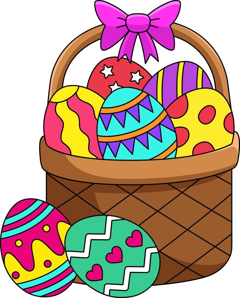 panier de pâques dessin animé couleur clipart illustration vecteur