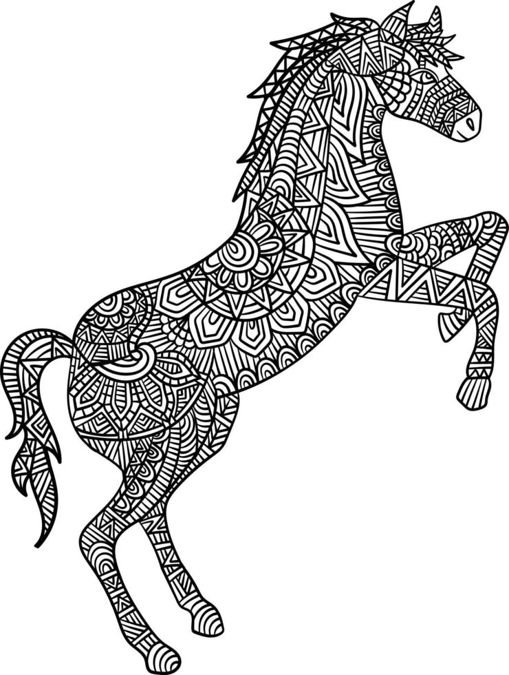coloriages de mandala de cheval pour adultes vecteur