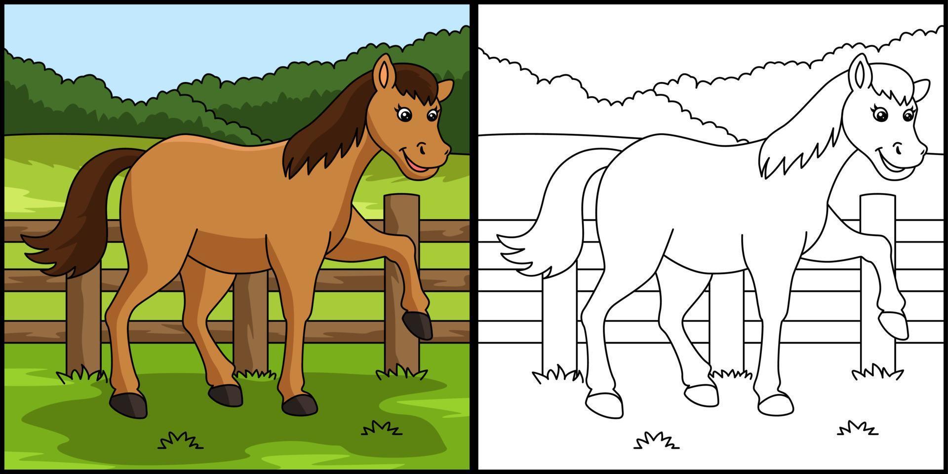 coloriage de cheval illustration colorée vecteur