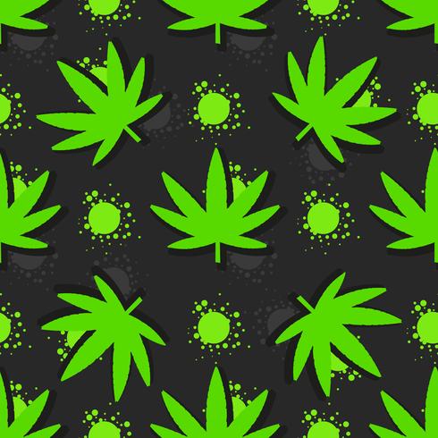 La marijuana laisse modèle sans couture. Illustration dessinée à la main vecteur
