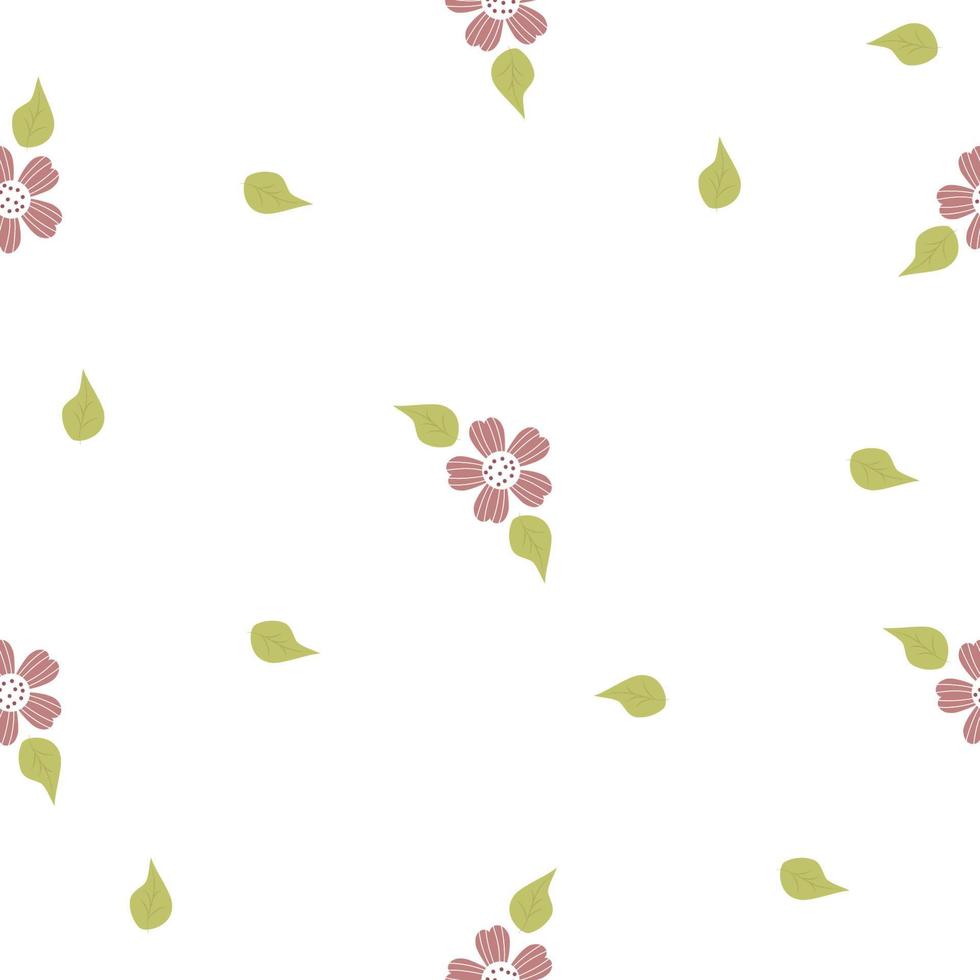 motif floral sans couture. fleur décorative avec branches et feuilles sur fond blanc. illustration vectorielle. motif botanique pour la décoration, le design, l'impression, l'emballage, le papier peint et le textile vecteur