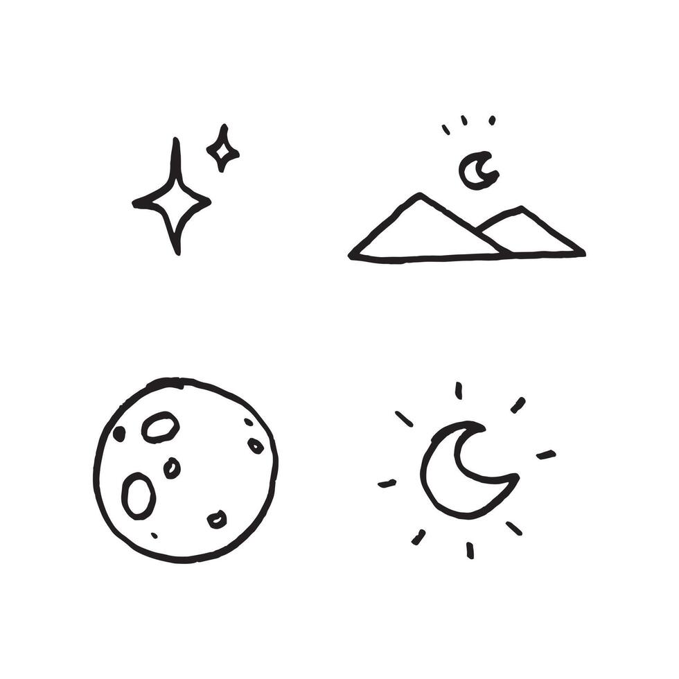 icône de l'espace dans le style doodle. conception d'illustration mignonne et minimaliste vecteur