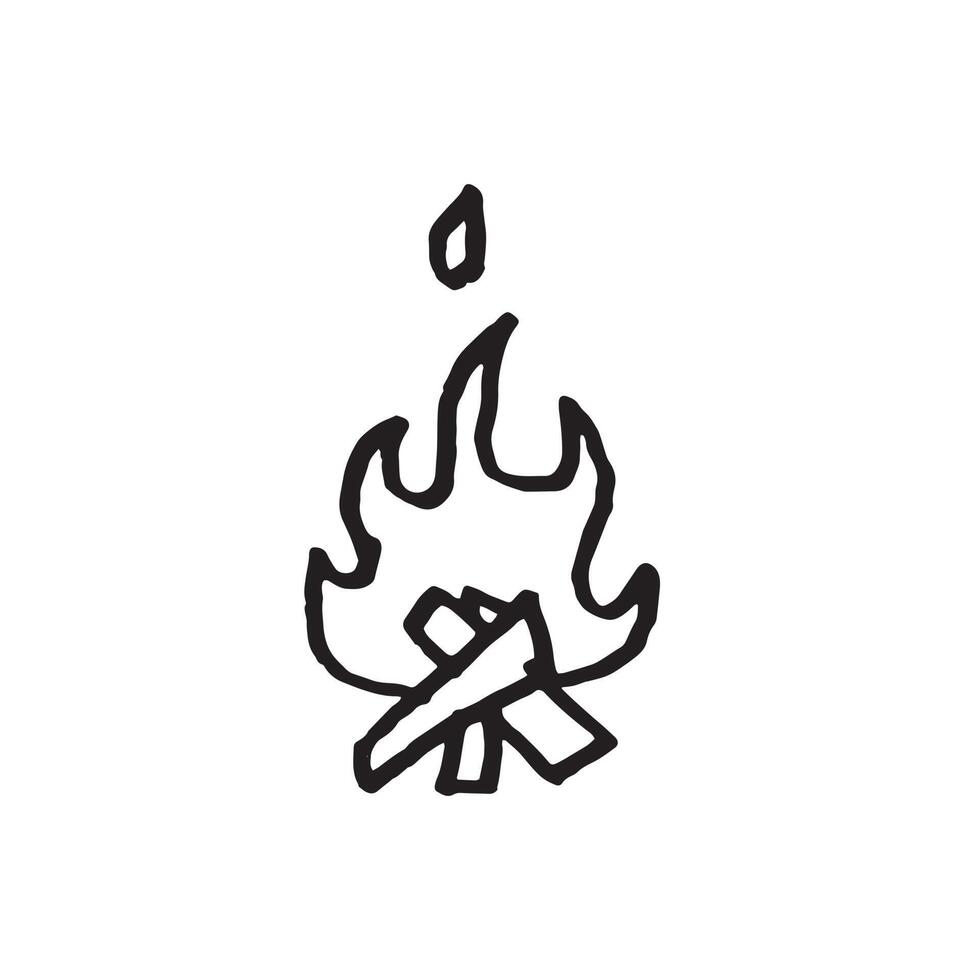 icône de feu dans le style doodle. conception d'illustration mignonne et minimaliste vecteur