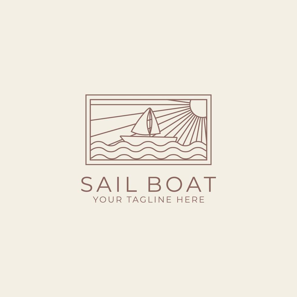 inspiration de conception de ligne de logo de bateau à voile vecteur