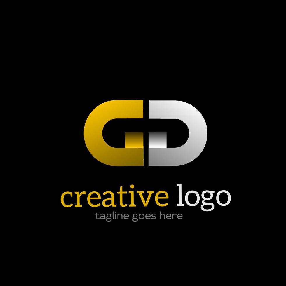 logo monogramme initiales lettres gd couleur or et argent vecteur