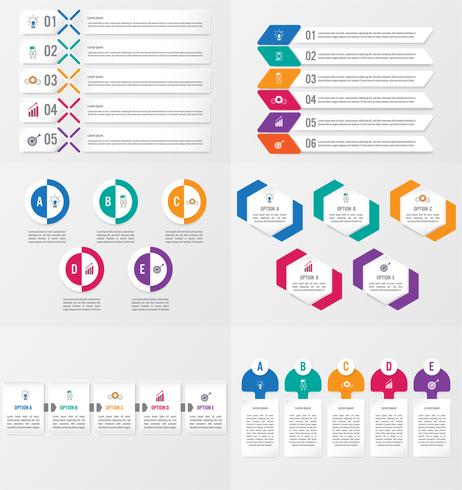 Ensemble de modèle d&#39;élément infographie avec options. vecteur