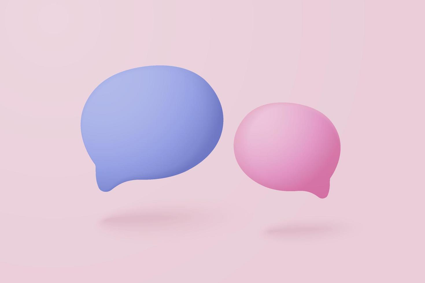 Médias sociaux vectoriels 3d pour insérer un message dans la plate-forme de bulles, social en ligne pour le remplacement de texte dans le concept de discours, emoji, discours de chat, message de chat avec fond rose vecteur de rendu 3d