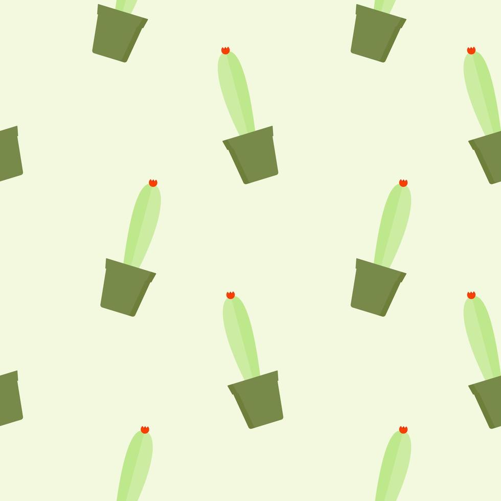 motif de cactus sans soudure, succulent en pot sur fond de couleur douce. pour tissu, emballage, boîte, carton, papier d'emballage. vecteur de style dessin animé. design plat de cactus sur des couleurs pastel