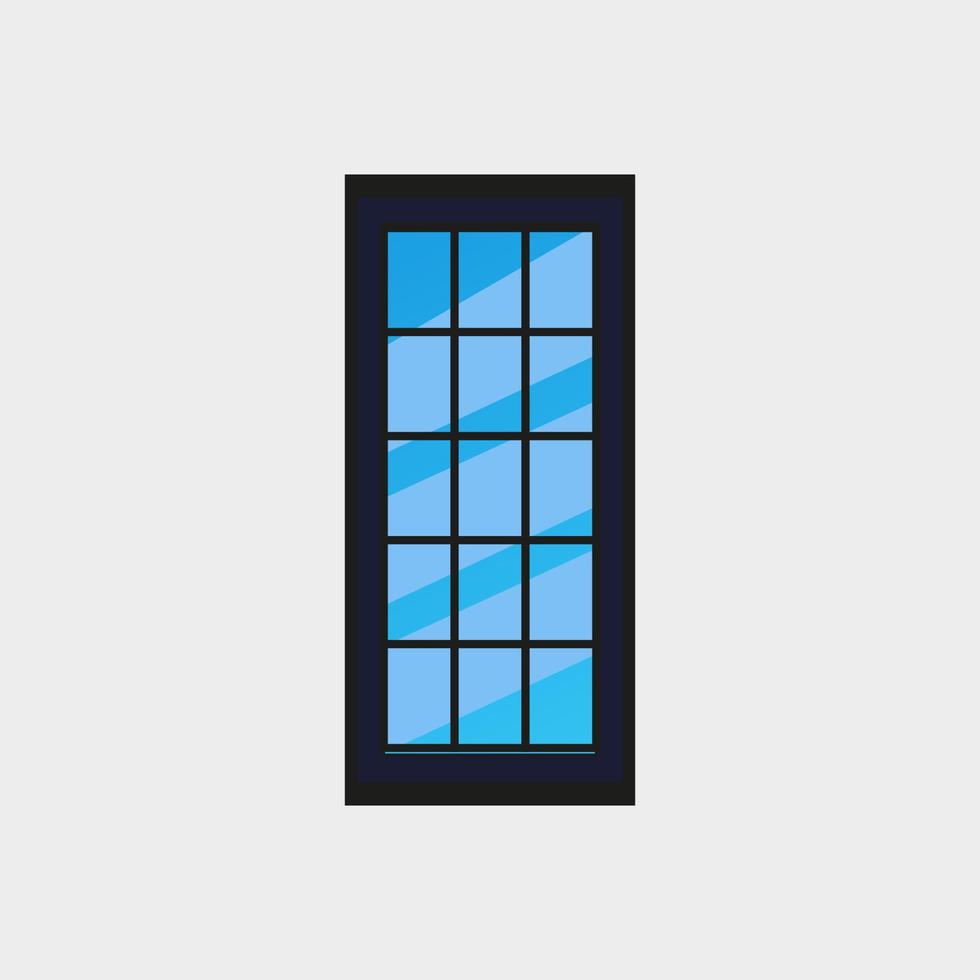 icône de vecteur de porte. porte noire avec vitre au milieu nombreuses cloisons