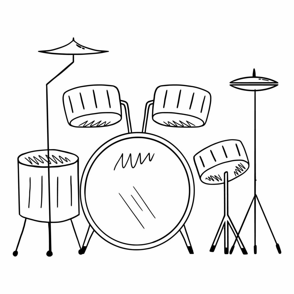 batterie. instrument de musique. illustration vectorielle dans un style doodle. vecteur