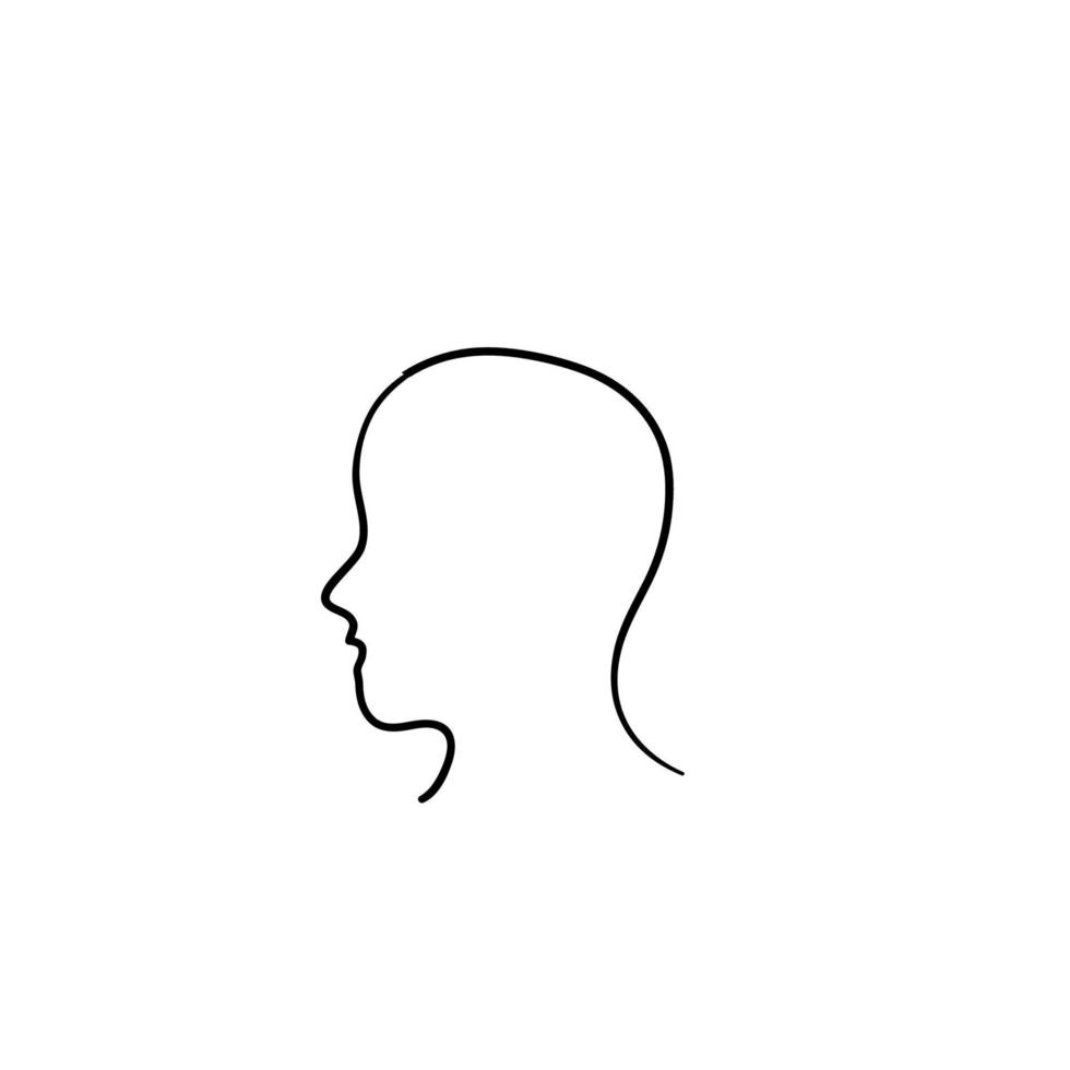silhouette de ligne de visage de tête humaine avec style de doodle dessiné à la main isolé vecteur