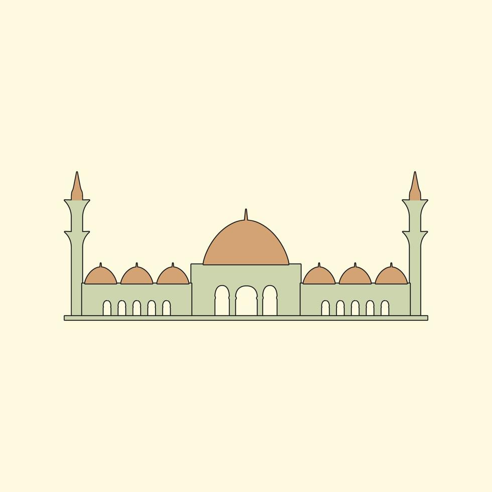 mosquée islamique bâtiment illustration plate vecteur