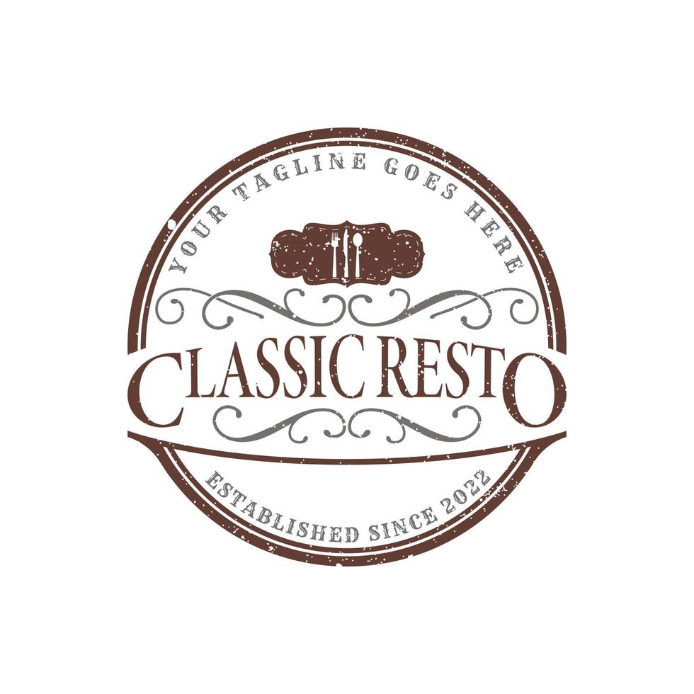 classique cuillère fourchette couteau rustique vintage rétro logo pour cuisine nourriture menu plat restaurant vecteur