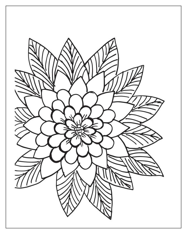 coloriage de fleurs. conception de contour de fleur. dessin d'art en ligne. vecteur