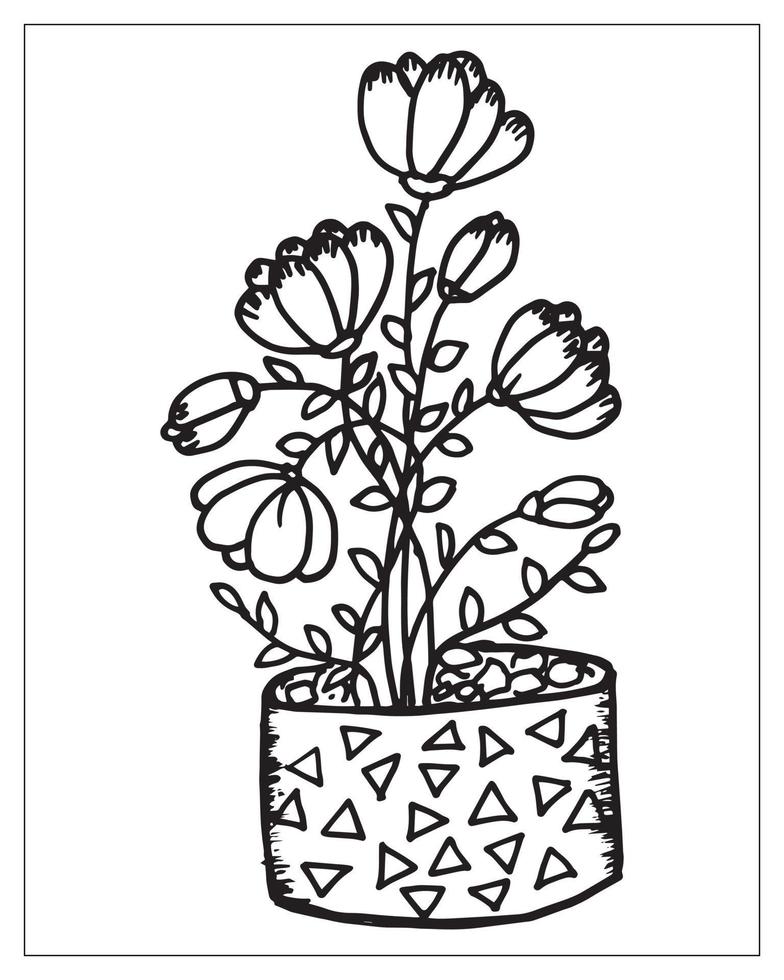 coloriage de fleurs. conception de contour de fleur. dessin d'art en ligne. vecteur