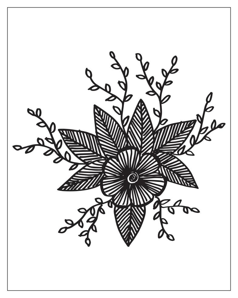 coloriage de fleurs. conception de contour de fleur. dessin d'art en ligne. vecteur