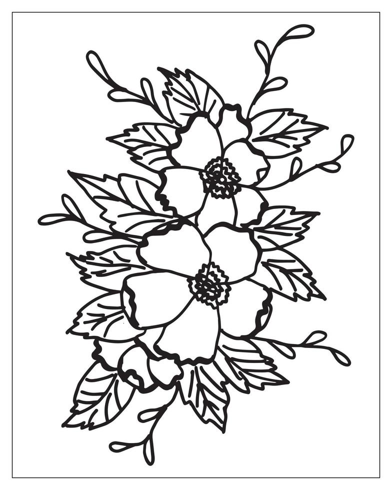 coloriage de fleurs. conception de contour de fleur. dessin d'art en ligne. vecteur