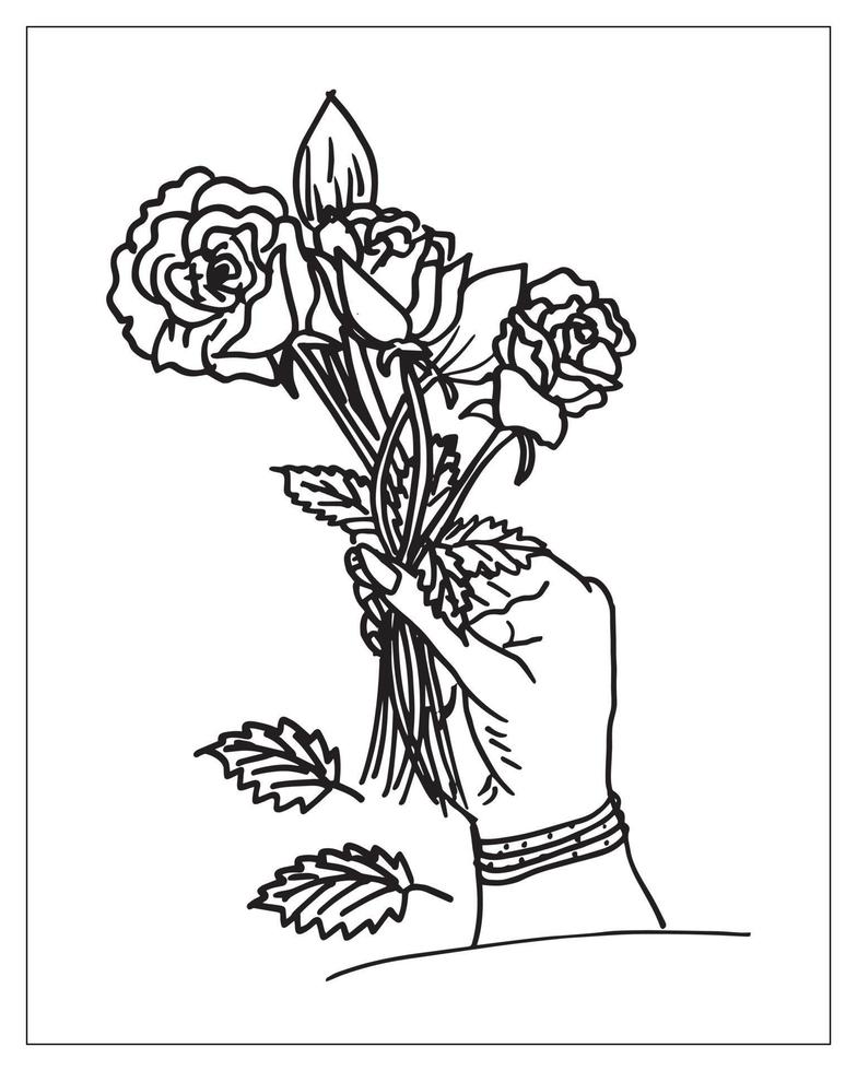 coloriage de fleurs. conception de contour de fleur. dessin d'art en ligne. vecteur