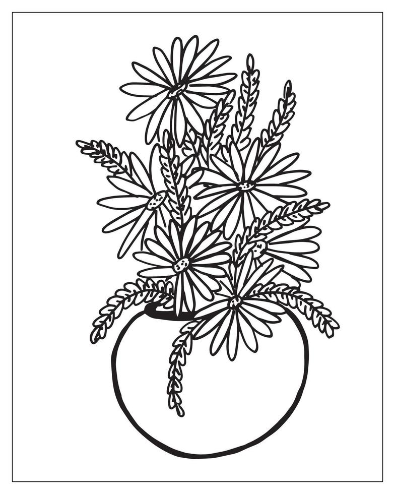 coloriage de fleurs. conception de contour de fleur. dessin d'art en ligne. vecteur