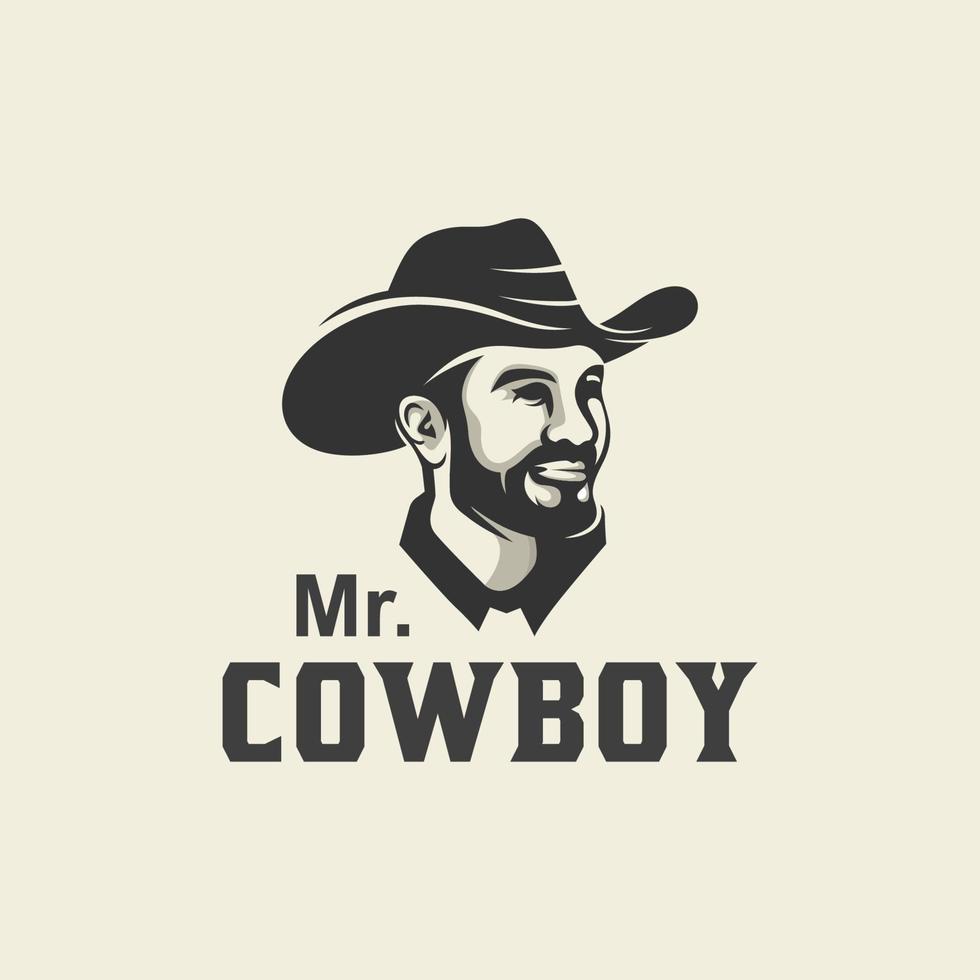 logo classique rétro vintage d'illustration vectorielle de personnage de cow-boy bandit vecteur