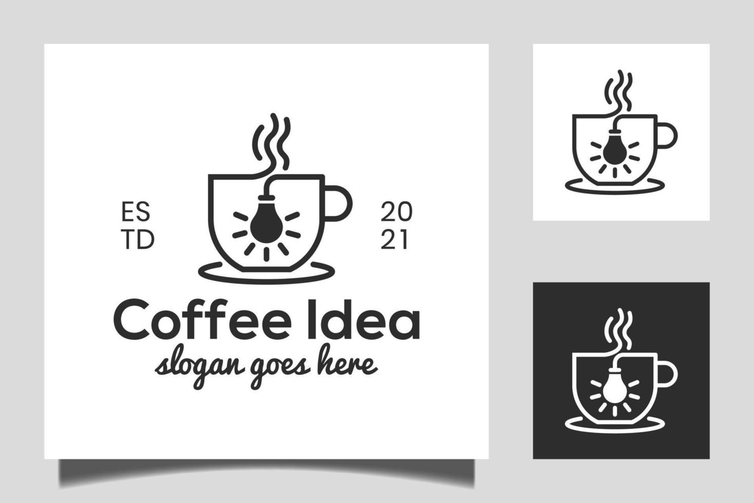 tasse à café avec vecteur d'icône d'ampoule pour la conception de logo de café de boissons chaudes