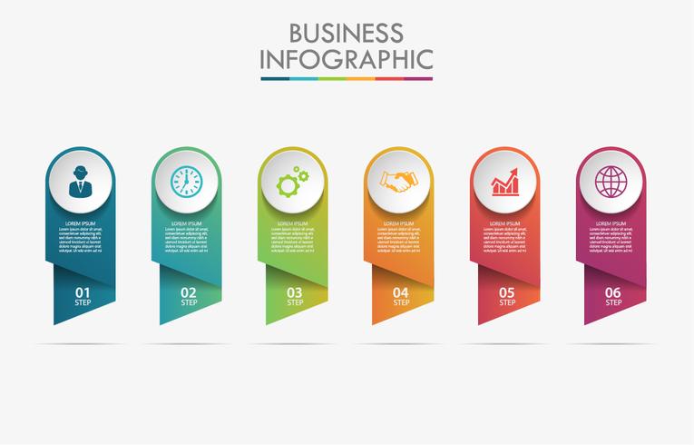 Visualisation de données commerciales. icônes infographiques timeline conçus pour le modèle abstrait. vecteur