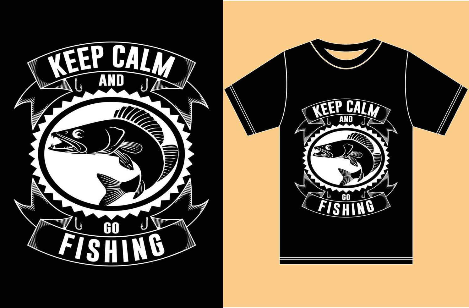 restez calme et allez pêcher. conception de t-shirt amateur de pêche. garder la conception de pêche calme. vecteur
