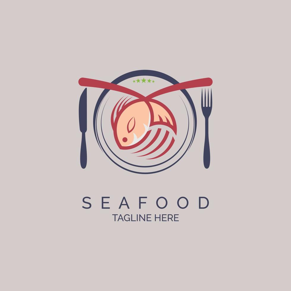 conception de modèle de logo de restaurant de fruits de mer de poisson pour la marque ou l'entreprise et autre vecteur