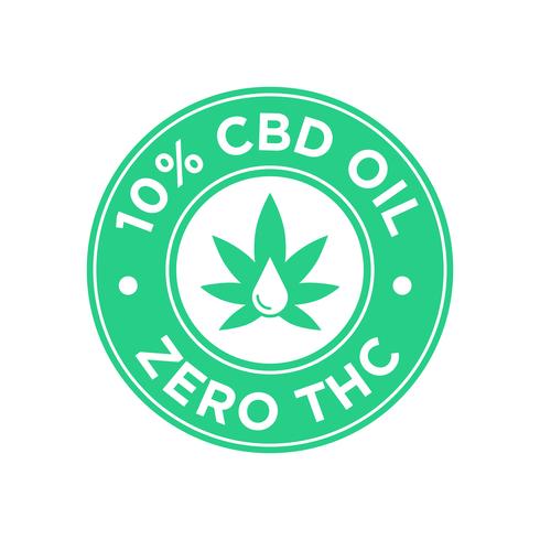 10% d&#39;icône d&#39;huile de CBD. Zéro THC. vecteur