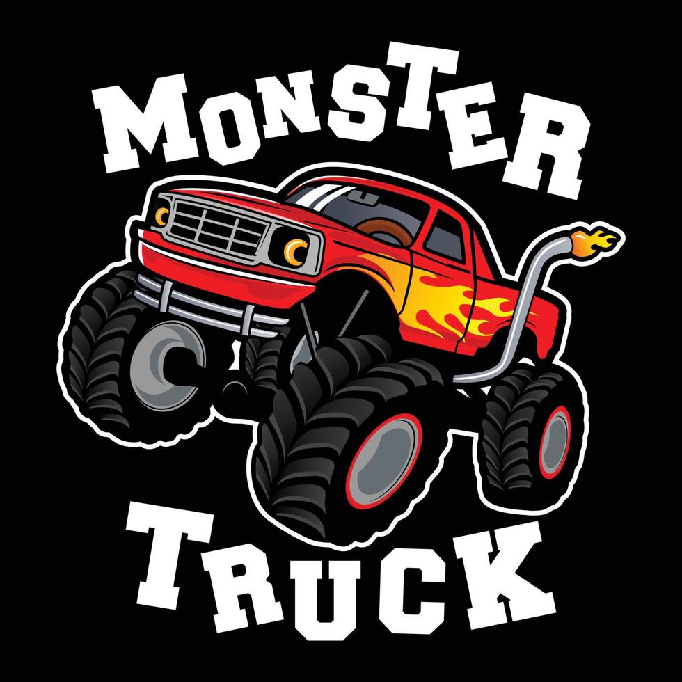 inspiration de conception de logo de vecteur de camion de monstre, élément de conception pour le logo, l'affiche, la carte, la bannière, l'emblème, le t-shirt. illustration vectorielle