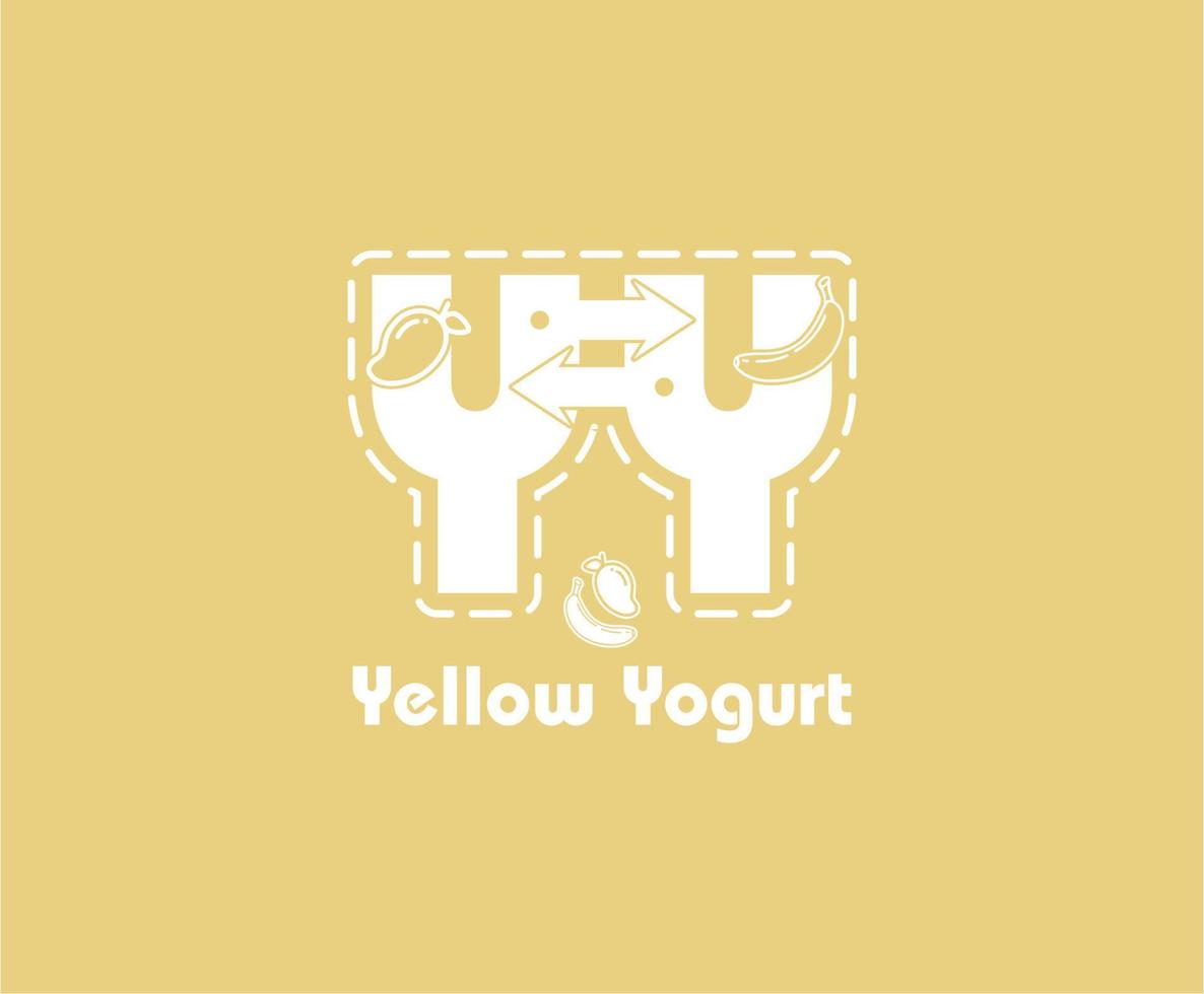 lettre jumelle y avec un thème de design plat, peut être utilisée pour les entreprises de jus ou de yaourt ou celles liées à la transformation des fruits vecteur
