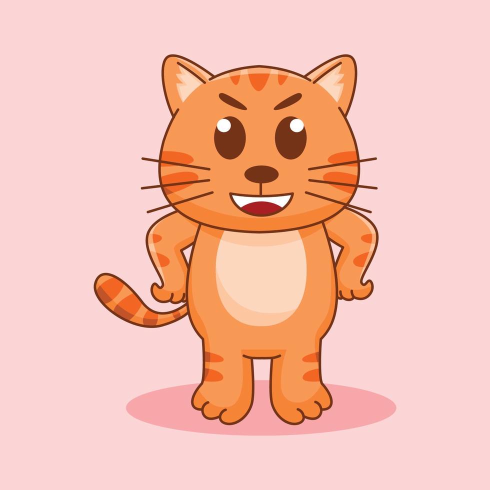 mignon chat orange debout, illustration de vecteur de dessin animé