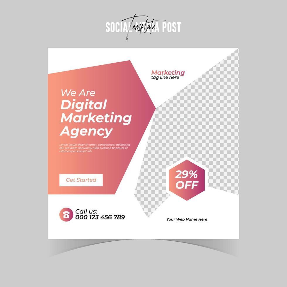 modèle de bannière de publication de médias sociaux et de flyer d'entreprise d'agence de marketing numérique vecteur