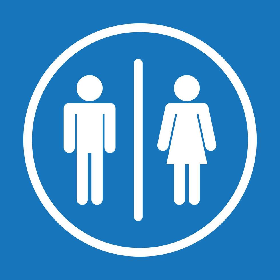 hommes femmes toilettes toilettes signe logo cercle silhouette blanche sur fond bleu vecteur
